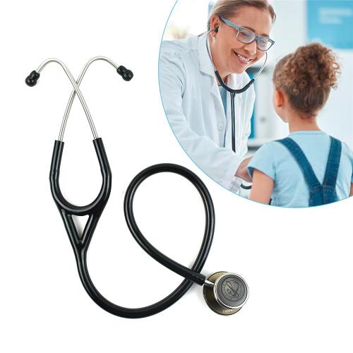 Evolife Double Heart Pediatric/Adult chest-piece Manual Stethoscope for Doctors & Medical Students Professional Use (Black)