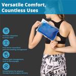 Hot & Cold Ice Pack for Swelling and Sore Muscles - Soft Flexible Silicon Pain Relief Gel Pack (Blue)