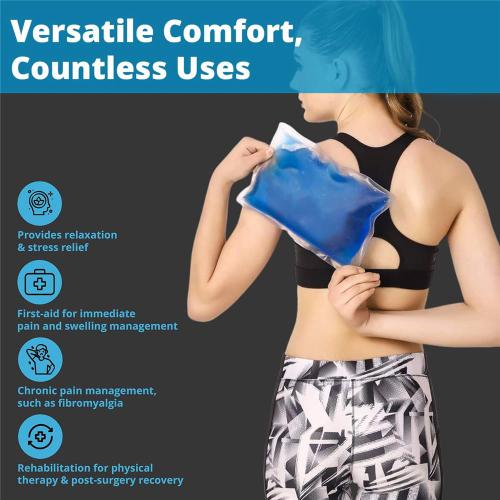 Hot & Cold Ice Pack for Swelling and Sore Muscles - Soft Flexible Silicon Pain Relief Gel Pack (Blue)