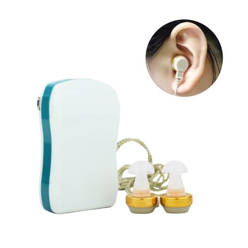Both Ear 2Pin V-cord Sound Amplifier For Old Age Profound Hearing Loss with 8-Volume Setup Axon F-16P Pocket Hearing Aid (White)