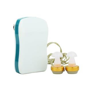 Both Ear 2Pin V-cord Sound Amplifier For Old Age Profound Hearing Loss with 8-Volume Setup Axon F-16P Pocket Hearing Aid (White)