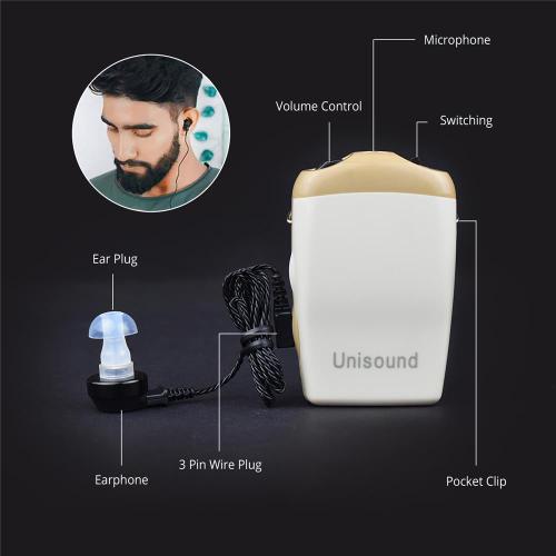 Unisound 3Pin Pocket Hearing Aids Machine - High Power for Old Age - Model 178 - Sound Enhancement Amplifier/Hearing Aid