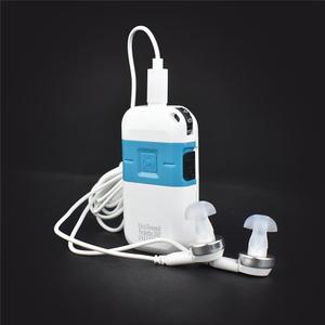 Unisound Pokettio Hearing Aid German Made Fashion Style 2Pin V-cord 6 Volume Adjustable Pocket Hearing Aid (Sky Blue, White)