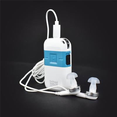 Unisound Pokettio Hearing Aid German Made Fashion Style 2Pin V-cord 6 Volume Adjustable Pocket Hearing Aid (Sky Blue, White)